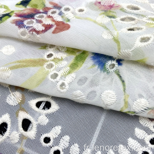 Tissu de broderie en mousseline de soie florale tissée 100% polyester